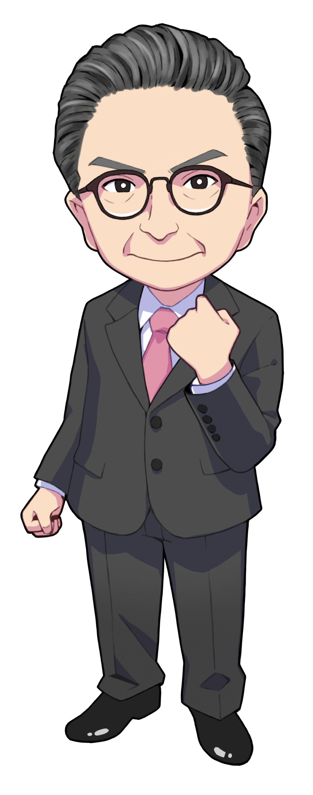 スーツ姿の永松杵築市長をアニメ風に描いたアイコン